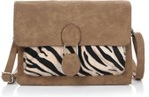 Schouder-/ crossbodytasje / clutch dierenprint, bruin - Michelle