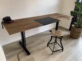 ZitStaBureau24 Professional Dark - Zit-sta bureau - Zwart onderstel - Donker eikenhout - Elektrisch verstelbaar 130cm breed