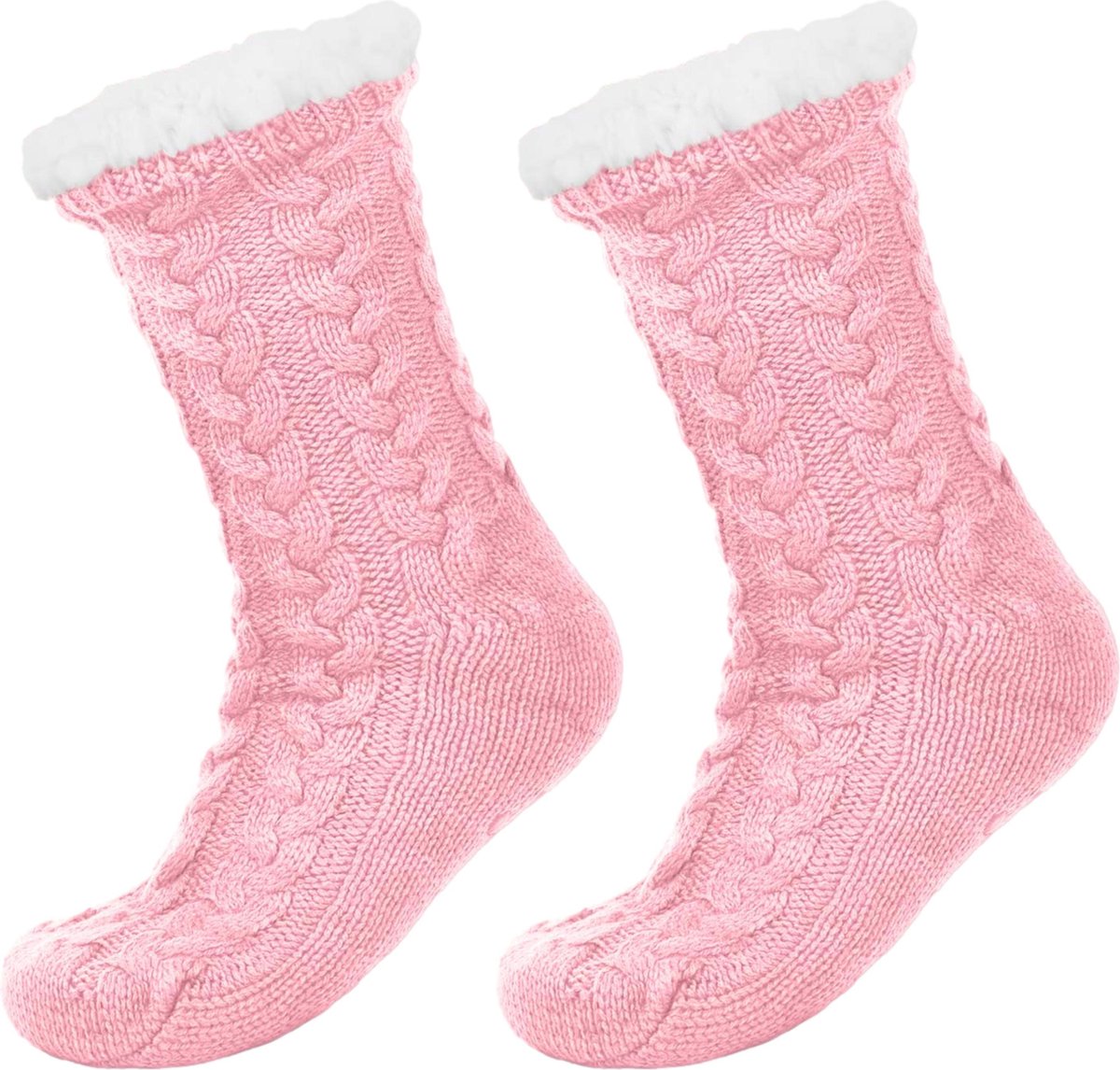 JAXY Huissokken - Huissokken Dames en Heren - Verwarmde sokken - Anti Slip Sokken - Fleece Sokken - Dikke Sokken - Fluffy Sokken - Slofsokken - Warme Sokken - Bedsokken - Gevoerde Sokken - Winter Sokken - Roze