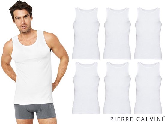 Pierre Calvini - Hemden Heren - Onderhemd Heren - 6-pack - 100% Katoen -  Wit - S | bol.com