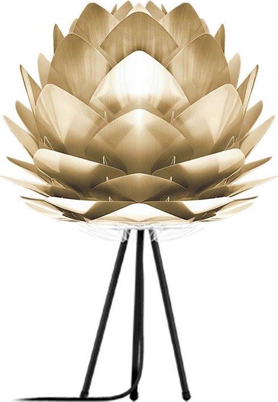 Umage Silvia Medium tafellamp brushed brass - met tripod zwart - Ø 50 cm