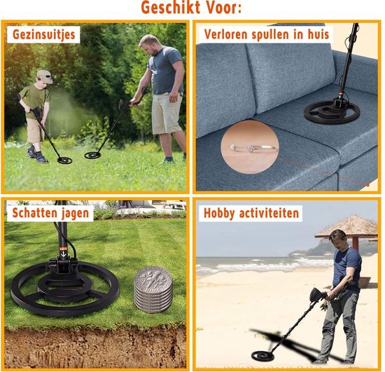 GJCrafts metaaldetector Profi voor volwassenen en kinderen, anti-interferentiechip, IP68 waterdicht, ondersteunt batterij en USB-voeding, 5