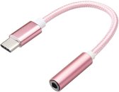 USB-C / Type-C Male Naar 3.5mm Female Golf Structuur Audio Adapter Ongeveer 10cm (Rose Goud)