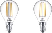 PHILIPS - LED Lamp Filament - Set 2 Stuks - Classic Lustre 827 P45 CL - E14 Fitting - 4.3W - Warm Wit 2700K | Vervangt 40W - BES LED