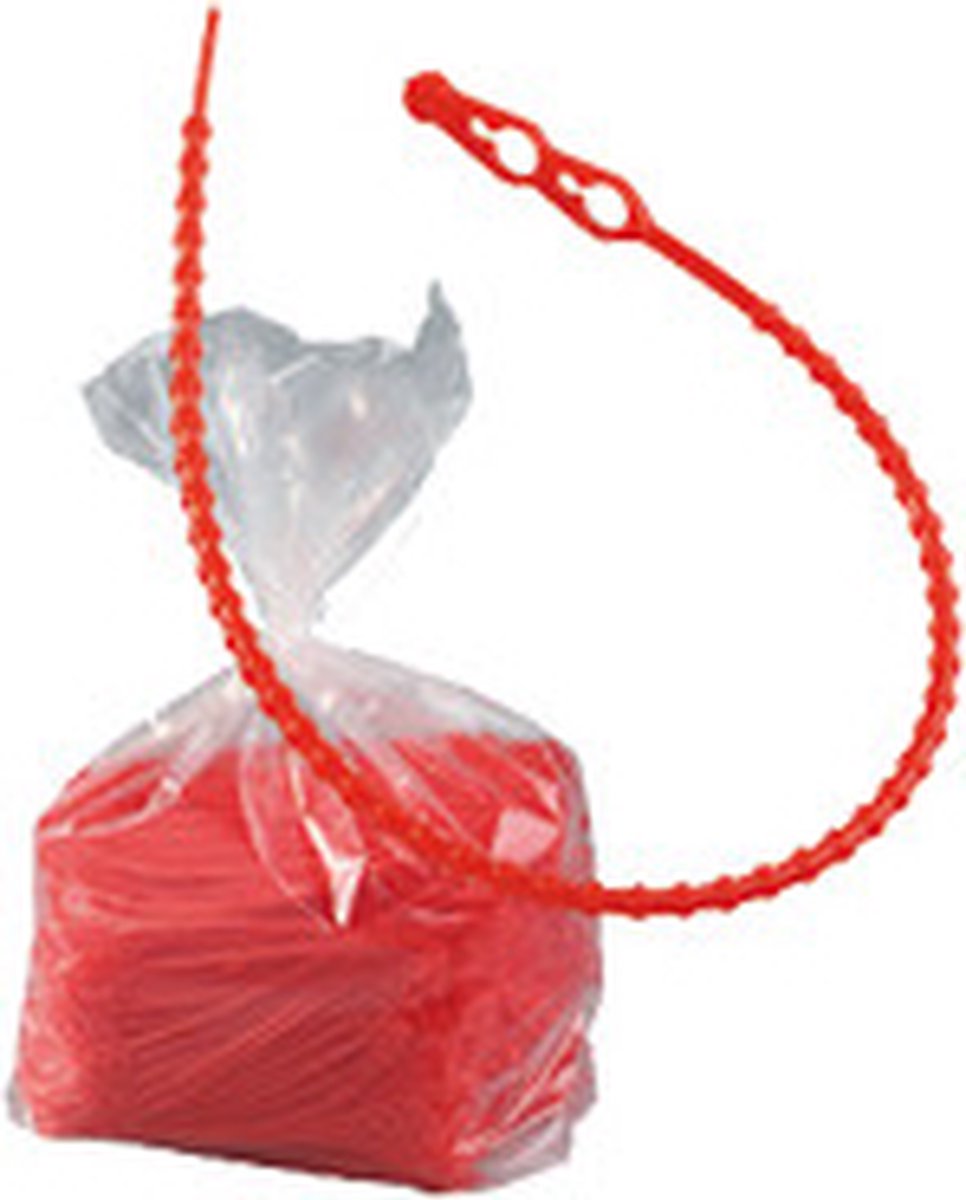 Sluiting, voor afsluiting van zakken, universeel, rood , polyethyleen