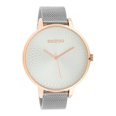 OOZOO Timepieces - Rosé gouden horloge met zilveren metalen mesh armband - C10551 - Ø48