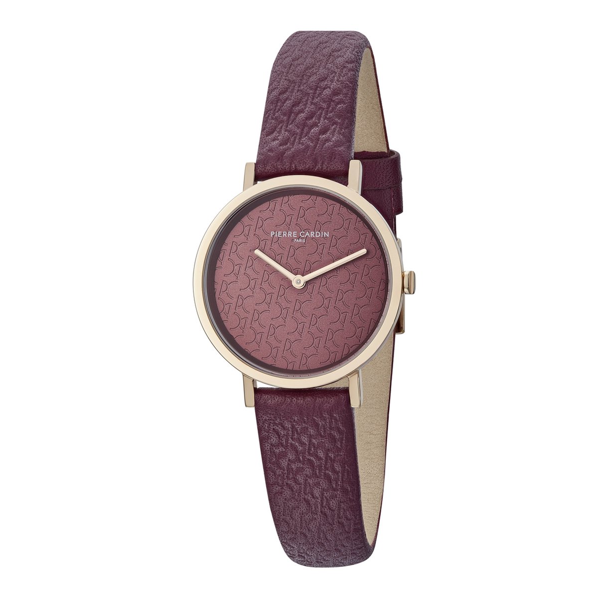 Pierre Cardin Belleville PC Monogram CBV.1506 Horloge - Leer - Rood - Ø 31 mm
