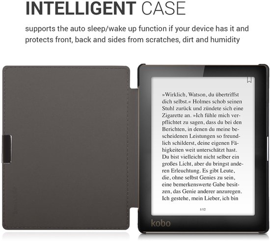 kwmobile e-reader hoesje geschikt voor Kobo Aura Edition 1 hoes - E reader flip case met magnetische sluiting - Ereader cover - Travel Wereldkaart design in zwart / meerkleurig van Merkloos — afbeelding 2