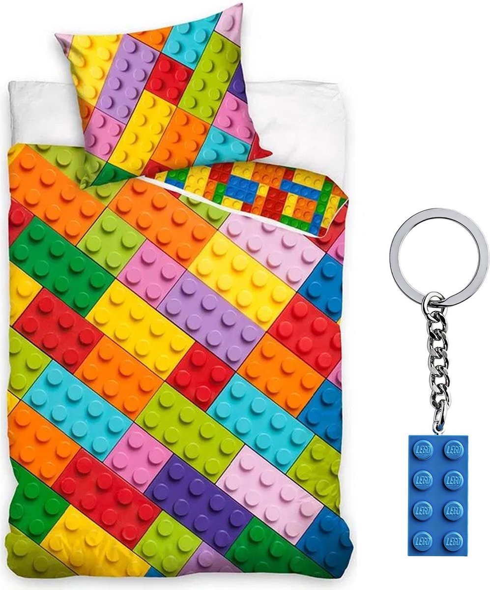 Housse de couette motif Lego - 140 x 200 cm, coton - Coussin 60x70 cm -  chambre... | bol.com
