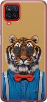 Leuke Telefoonhoesjes - Hoesje geschikt voor Samsung Galaxy A12 - Tijger hipster - Soft case - TPU - Print / Illustratie - Bruin