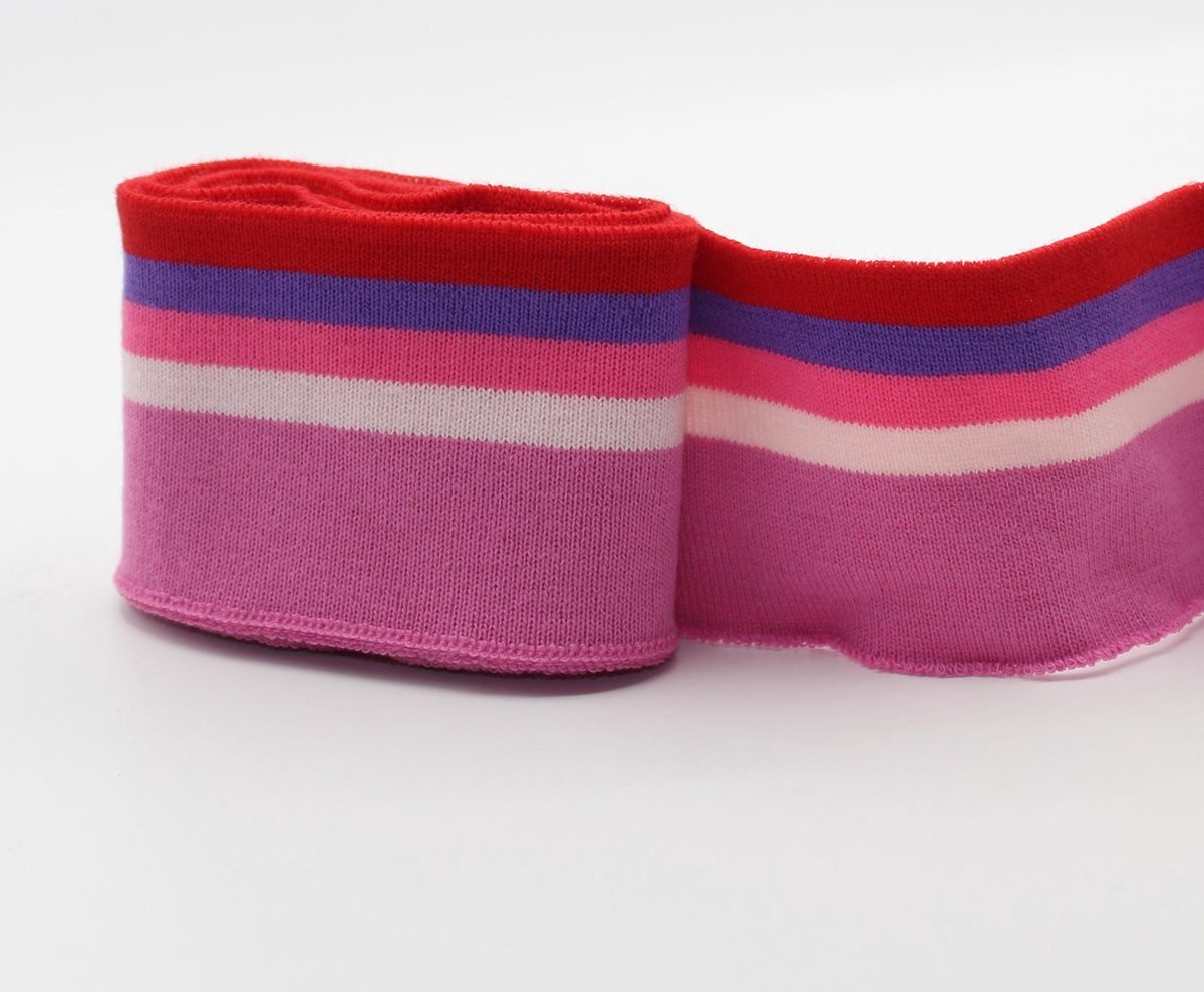 2 Stuks RIBBOORDEN/BORDCOTES/BOORDSTOF, Maat 6CM op 110CM, Kleur FUSCHIA TINTEN