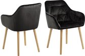 Set van 2 Brick eetkamerstoel met armsteunen, velours bruin.
