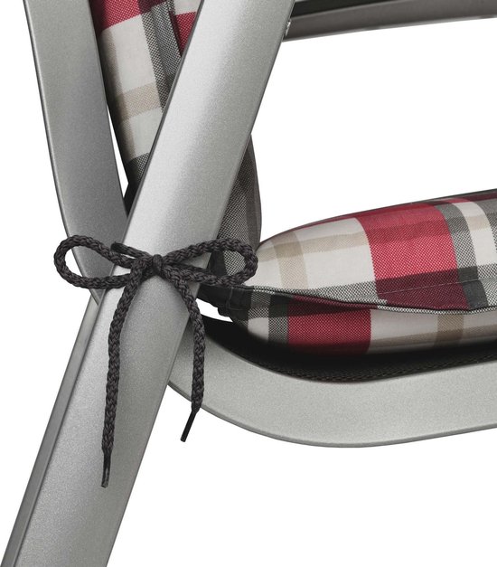 Beautissu Set van 6 Tuinkussens met Hoge Rugleuning voor Tuinstoelen 120 x 50 cm Sunny BK – Comfortabele Tuinstoel Stoelkussens met UV-lichtechtheid Kussens in Blauw Geruit