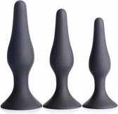 Triple Spire Tapered Silicone Anal Trainer Set of 3 - Black