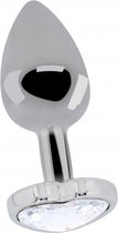 Rich Love Heart Metalen Buttplug met Diamant - 7,1 cm - Zilver