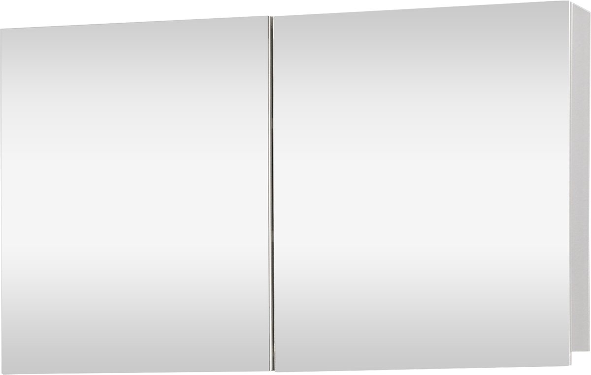 Differnz Brida Spiegelkast voor de Badkamer - Vervaardigd uit MDF - Voorzien van 2 Deuren met Geïntegreerde Greep - 2 Binnenplanken - Voorgemonteerd - Afmetingen 50 x 15 x 85 cm - Kleur Wit
