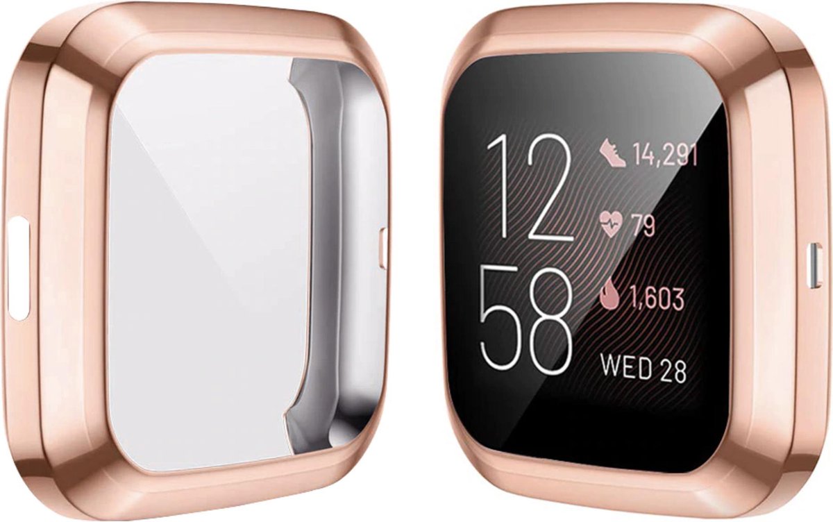 YPCd® FitBit Versa 2 Siliconen Case - Rosé Goud - 360 bescherming