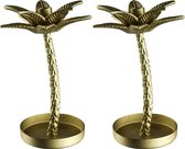 Gusta - Kandelaar - Palmboom - Goud - set 2 stuks