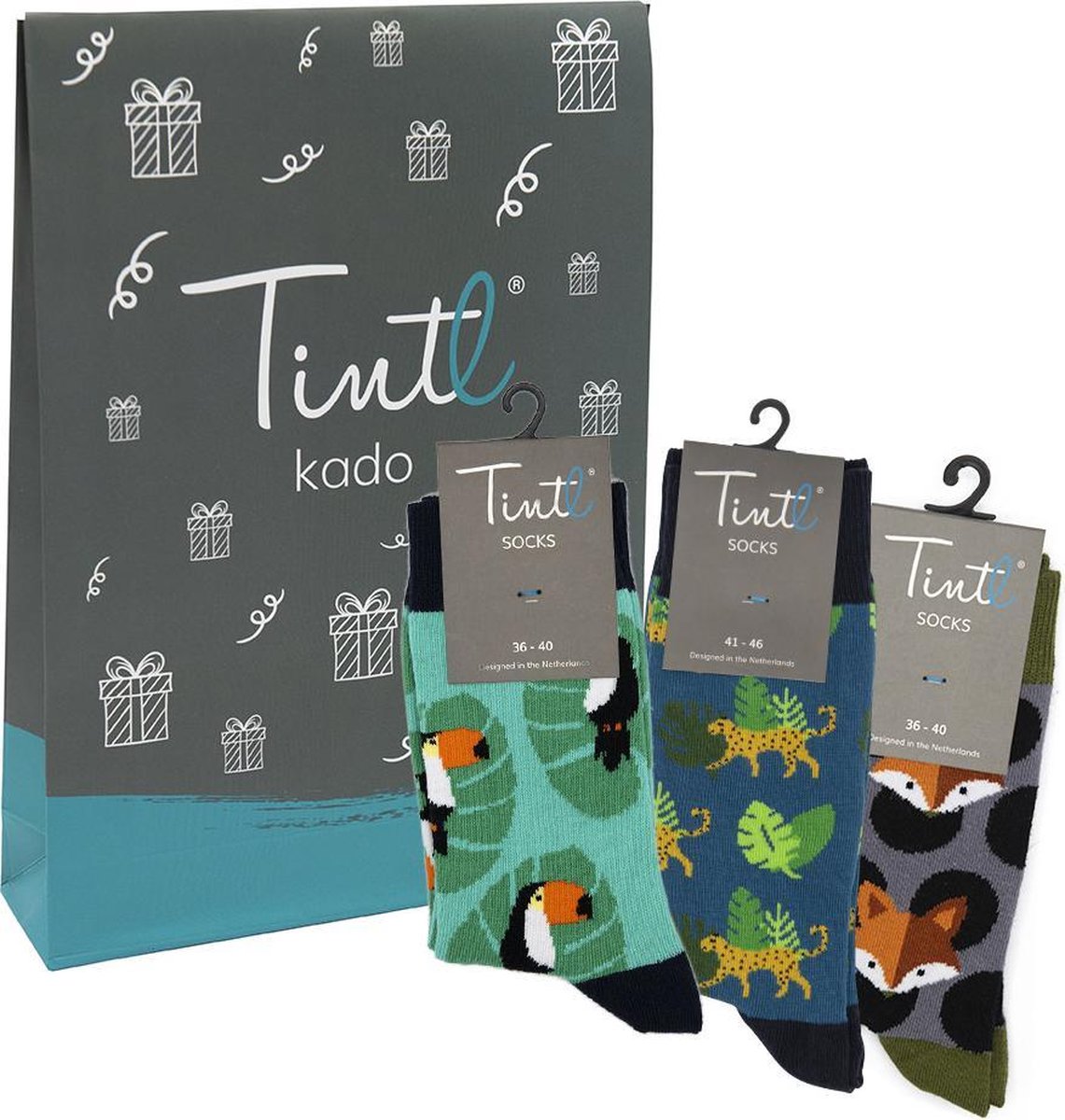 Tintl socks geschenkset unisex sokken | Trio - Animal 3 (maat 41-46)