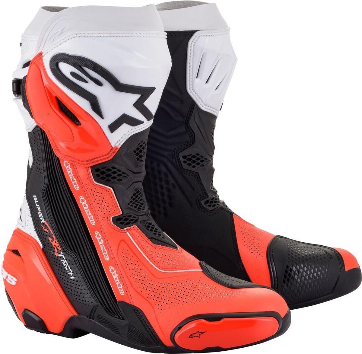 Alpinestars Supertech R Vented Zwart Wit Rood Fluo Motorlaarzen - Laars