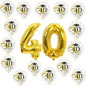 Verjaardag 40 jaar ballonnen - Babydouche goud feest versiering - gouden cijfer ballon veertig- man vrouw