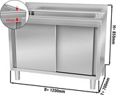 Pot- Spoelkast 1,2 m - 1 spoelbak L 95 x B 50 x T 35 cm | GGM Gastro