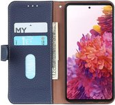 KHAZNEH Sony Xperia 10 III Hoesje Wallet Book Case Echt Leer Blauw