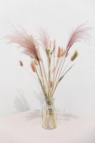 Droogbloemen boeket | 60cm | Middleton Pink | roze | naturel| wit