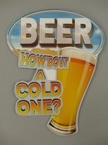 wandbord - retro reclame Cold One - Metaal - 0.5 cm hoog