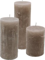 Cactula set van 3 stompkaarsen Stone 7x10 / 7x15 / 7x20 Extra lange branduren