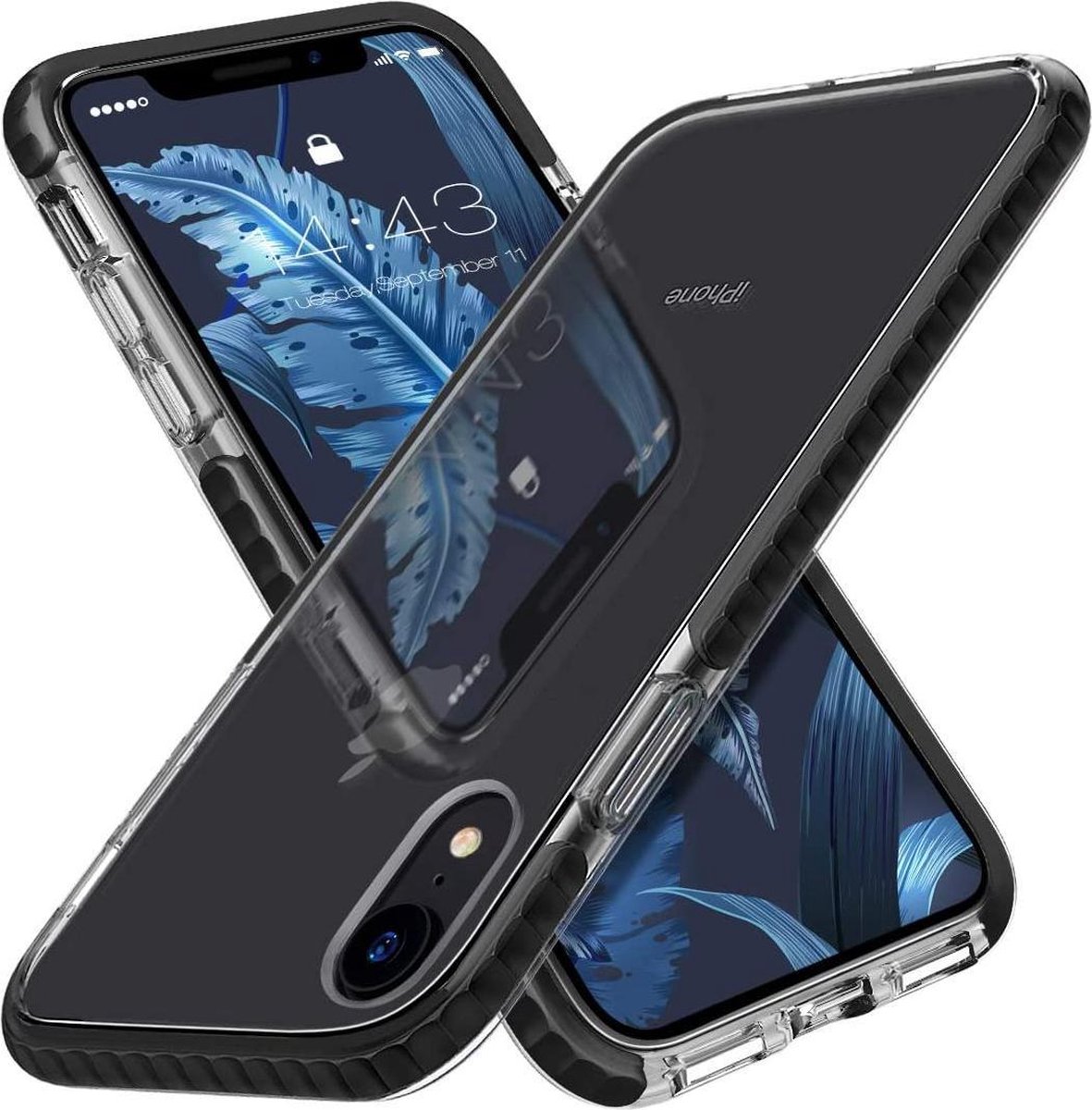 HB Hoesje Geschikt voor Apple iPhone XR - Zwart - Anti Shock Gel Armor Back Cover Case