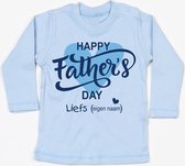 Vaderdag cadeau baby  t-shirtje blauw voor mamma met tekst en print en eigen naam naar keuze maat 3-6 of 6-12 mnd.