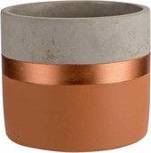 Copper Bloempot voor Binnen en Buiten - Plantenbak - Plantenpot - Kaneel - 12x12xh10,5cm - Cilindrisch Cement