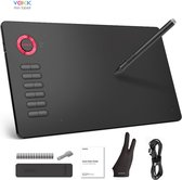 Veikk A15 Tekentablet - 10x6 inch - grafische XL teken tablet - Batterij vrije pen - 12 sneltoetsen - tekenhandschoen