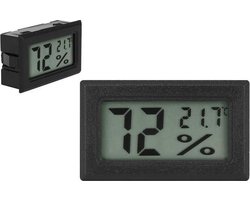 Mini Digitale Hygrometer Thermometer - Inclusief Batterijen - Digitaal Temperatuurmeter Klein - Voor Diepvries, Koelkast, Terrarium - Zwart
