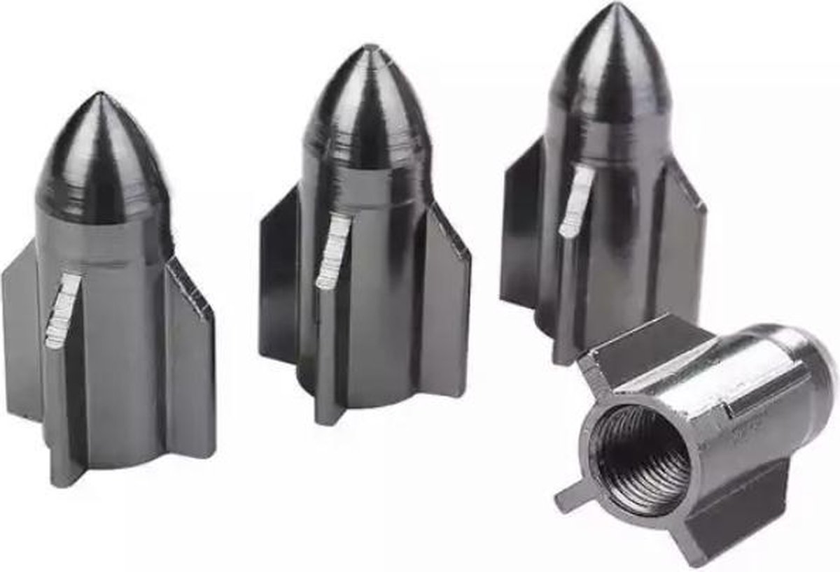 TT-products ventieldoppen Grey Rockets aluminium 4 stuks grijs