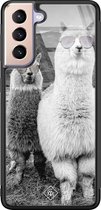 Samsung S21 Plus hoesje glass - Lama cool hipster | Samsung Galaxy S21 Plus  case | Hardcase backcover zwart