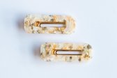 Haarclip marmer oranje /wit beige