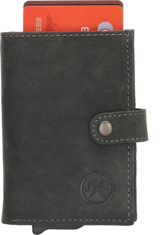 Porte-cartes de crédit RFID en cuir Idaho de Hide & Stitches - Zwart