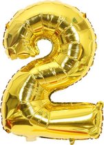 Ballonnen 2 jaar cijfer ballon Babydouche - goud folie helium - 100cm - gouden verjaardag versiering