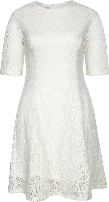 La V Kanten jurk met driekwart mouwen Wit - 170 | bol