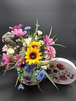 Nepbloemen-Zijden boeket-Kunstbloemen voor binnen-Flowerbox met bloemen -Kunstbloemen-Decoratie-Decoratie woonkamer-Cadeau