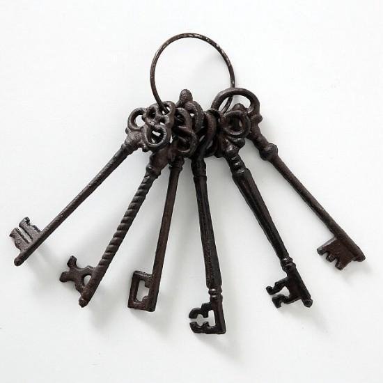 Trousse de clés - anneau compris - 14,5 cm - Marron - Nostalgie