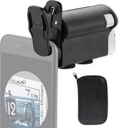 DrPhone DM1 Smartphone Zoom Clip-on Digitale Microscoop - Vergrootglas 60X-100X Met LED & UV Licht Voor Munten Postzegels Bankbiljet Antiek etc – Zwart
