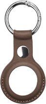 Lederen hoesje - Airtag hanger leer - Bruin - Geschikt voor Airtags