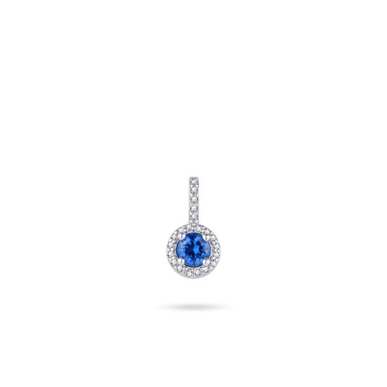 Gisser Jewels - Hanger excl. Collier - Roset gezet met Witte en Blauwe Zirkonia Stenen - 5mm Breed - Gerhodineerd Zilver 925 - P1090B - Sieraad - Dames