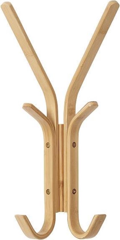 HÜBSCH INTERIOR - Kapstokhaak met 6 haakjes van bamboe - 23x16xh45cm