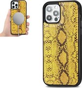 Python Texture Embossing Magnetisch PU + TPU Beschermend Magsafe-hoesje voor iPhone 12 mini (geel)