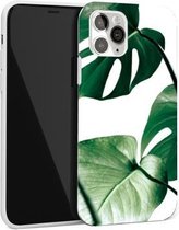 Glanzend plantpatroon TPU-beschermhoes voor iPhone 12 mini (schildpadblad)