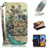 Voor Galaxy A21 3D schilderij horizontale flip lederen tas met houder & kaartsleuf & portemonnee & lanyard (dierentuin)